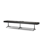 Material-driven for fun, this shuffleboard table features a hand-stitched leather landing surface, laminated solid oak game board — finished in a durable lacquer — and industrial trestle-style, cast iron legs. Climatic adjusters for leveling with ease. Each table comes with carved wood and steel pucks, as well as a steel ring scoring mechanism. Amethyst Home provides interior design, new home construction design consulting, vintage area rugs, and lighting in the Tampa metro area.