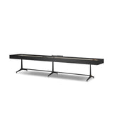Material-driven for fun, this shuffleboard table features a hand-stitched leather landing surface, laminated solid oak game board — finished in a durable lacquer — and industrial trestle-style, cast iron legs. Climatic adjusters for leveling with ease. Each table comes with carved wood and steel pucks, as well as a steel ring scoring mechanism. Amethyst Home provides interior design, new home construction design consulting, vintage area rugs, and lighting in the Tampa metro area.