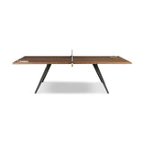 Dual-function fun is the star of this ping pong table from District Eight. Its light minimalist design channels industrial features like an oak plane top, cast iron legs and a leather sling net attached with steel clamps, which can be easily removed to become a dining table that seats 12. Amethyst Home provides interior design, new home construction design consulting, vintage area rugs, and lighting in the Park City metro area.