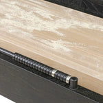 Material-driven for fun, this shuffleboard table features a hand-stitched leather landing surface, laminated solid oak game board — finished in a durable lacquer — and industrial trestle-style, cast iron legs. Climatic adjusters for leveling with ease. Each table comes with carved wood and steel pucks, as well as a steel ring scoring mechanism. Amethyst Home provides interior design, new home construction design consulting, vintage area rugs, and lighting in the Des Moines metro area.