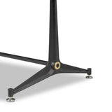 Material-driven for fun, this shuffleboard table features a hand-stitched leather landing surface, laminated solid oak game board — finished in a durable lacquer — and industrial trestle-style, cast iron legs. Climatic adjusters for leveling with ease. Each table comes with carved wood and steel pucks, as well as a steel ring scoring mechanism. Amethyst Home provides interior design, new home construction design consulting, vintage area rugs, and lighting in the Laguna Beach metro area.