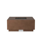 This outdoor fire table is a welcoming centerpiece designed for gathering. Made from glass-reinforced concrete, each piece is naturally finished with deep tones of pewter and dark grey. The monolithic shape is completed with lavastones in the center, bringing together a bold, monochromatic look. Amethyst Home provides interior design, new home construction design consulting, vintage area rugs, and lighting in the Alpharetta metro area.