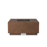 This outdoor fire table is a welcoming centerpiece designed for gathering. Made from glass-reinforced concrete, each piece is naturally finished with deep tones of pewter and dark grey. The monolithic shape is completed with lavastones in the center, bringing together a bold, monochromatic look. Amethyst Home provides interior design, new home construction design consulting, vintage area rugs, and lighting in the Alpharetta metro area.