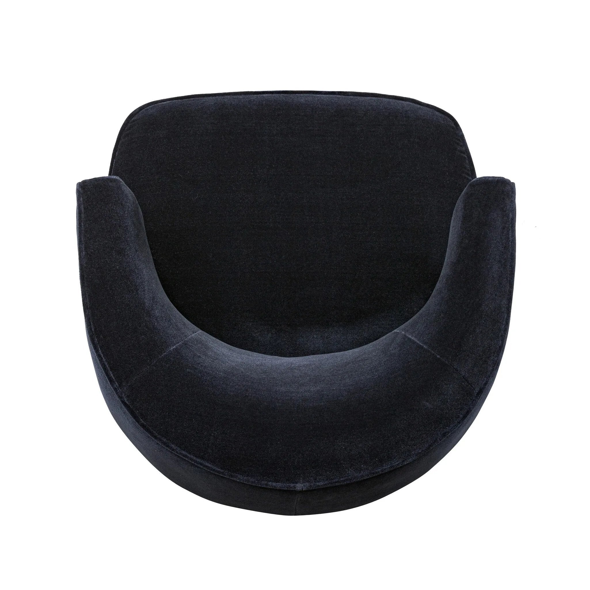 Featuring Dottie Monte Navy Swivel Chair by Four Hands at Amethyst Home. The continuous form of this swivel chair creates a sleek look that elevates everyday seating. Upholstered in navy wool blend, its sleek design is complemented by a 360-degree swivel and pedestal base of solid parawood for a mixed media moment. Overall Dimensions: 29.00"w x 33.75"d x 2. Amethyst Home provides interior design, new home construction design consulting, vintage area rugs, and lighting in the Alpharetta metro area.