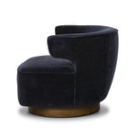 Featuring Dottie Monte Navy Swivel Chair by Four Hands at Amethyst Home. The continuous form of this swivel chair creates a sleek look that elevates everyday seating. Upholstered in navy wool blend, its sleek design is complemented by a 360-degree swivel and pedestal base of solid parawood for a mixed media moment. Overall Dimensions: 29.00"w x 33.75"d x 27.25. Amethyst Home provides interior design, new home construction design consulting, vintage area rugs, and lighting in the Austin metro area.