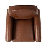 The popular Art Deco club chair makes a comeback. With a prominent curved top, deep seat with a loose cushion, and armrests designed for true relaxation, the armchair invites you to sit back and take it all in. Upholstered in rich mahogany top-grain leather. Amethyst Home provides interior design, new home construction design consulting, vintage area rugs, and lighting in the Boston metro area.