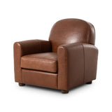 The popular Art Deco club chair makes a comeback. With a prominent curved top, deep seat with a loose cushion, and armrests designed for true relaxation, the armchair invites you to sit back and take it all in. Upholstered in rich mahogany top-grain leather. Amethyst Home provides interior design, new home construction design consulting, vintage area rugs, and lighting in the Laguna Beach metro area.