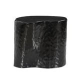 Add an organic element anywhere. Made from cast aluminum with a glossy black finish, a fluid-shaped end table makes a major material statement in any space. With a spacious top, it's perfectly sized for your favorite book and nightcap.As lovers of natural style at Amethyst, we love the nature inspired Dulcie End Table. Amethyst Home provides interior design, new home construction design consulting, vintage area rugs, and lighting in the Boston metro area.