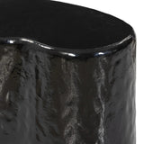 Add an organic element anywhere. Made from cast aluminum with a glossy black finish, a fluid-shaped end table makes a major material statement in any space. With a spacious top, it's perfectly sized for your favorite book and nightcap.As lovers of natural style at Amethyst, we love the nature inspired Dulcie End Table. Amethyst Home provides interior design, new home construction design consulting, vintage area rugs, and lighting in the Des Moines metro area.