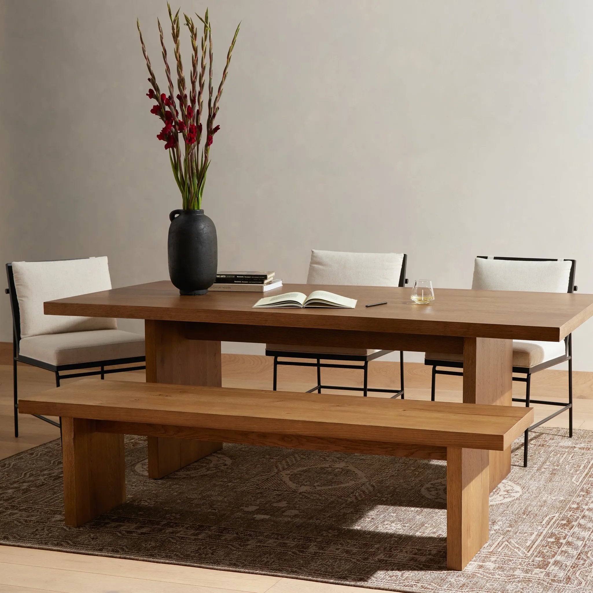 Featuring Eaton Amber Oak Resin Dining Table by Four Hands at Amethyst Home. Streamlined and stylish. A simple take on a traditional style, updated with modern styling details.Overall Dimensions: 84.00"w x 40.00"d x 30.00"hWeight : 170.86 lbsMaterials: Thick Oak Veneer, Solid Oak. Amethyst Home provides interior design, new home construction design consulting, vintage area rugs, and lighting in the Laguna Beach metro area.