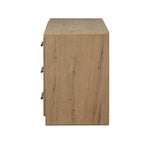 Simple and spacious, this oak dresser has six drawers paired with aged bronze and wood hardware. Waterfall shaping and soft-close undermount glides give a smooth finish Amethyst Home provides interior design, new home construction design consulting, vintage area rugs, and lighting in the Los Angeles metro area.