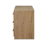 Simple and spacious, this oak dresser has six drawers paired with aged bronze and wood hardware. Waterfall shaping and soft-close undermount glides give a smooth finish Amethyst Home provides interior design, new home construction design consulting, vintage area rugs, and lighting in the Los Angeles metro area.