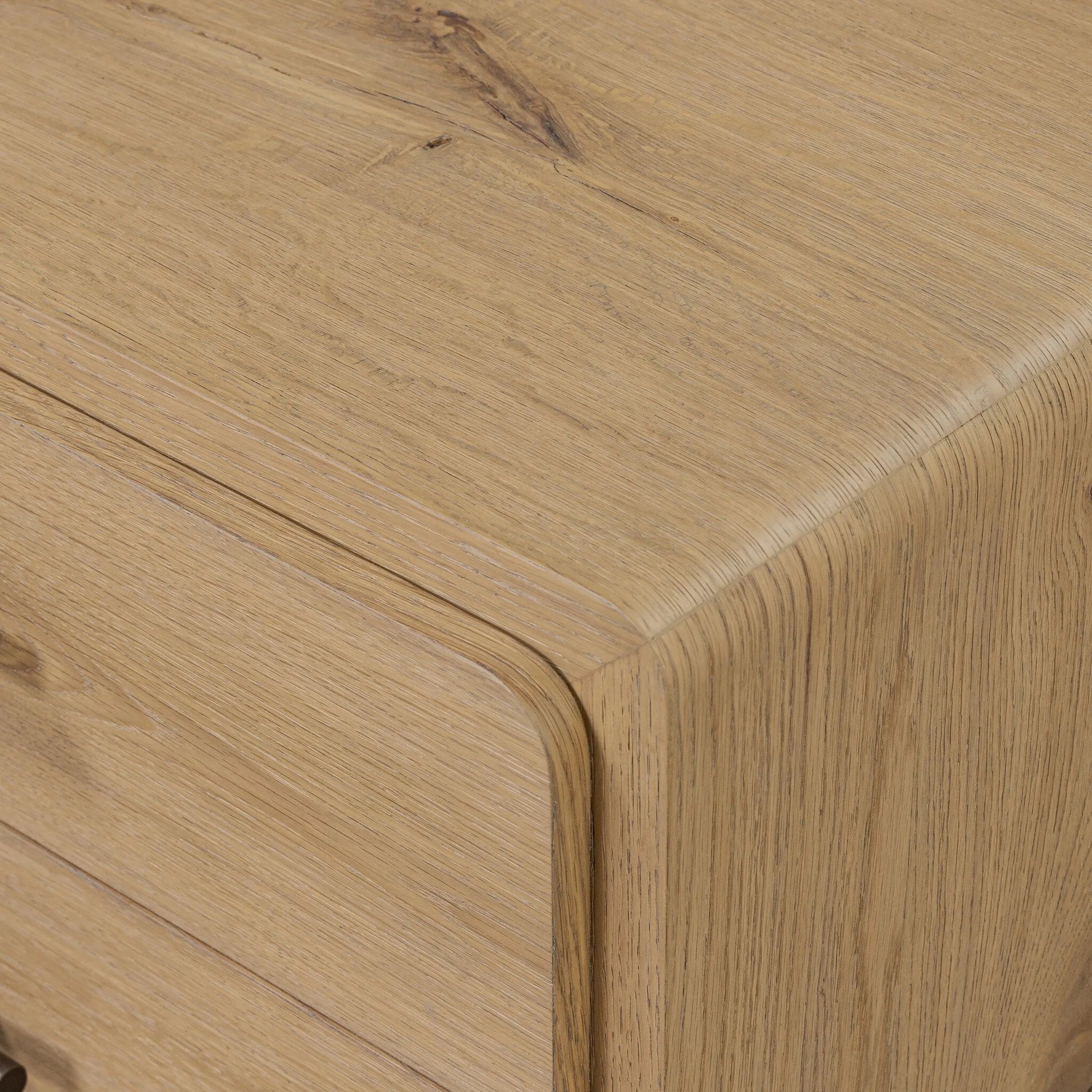 Simple and spacious, this oak nightstand has six drawers paired with aged bronze and wood hardware. Waterfall shaping and soft-close undermount glides give a smooth finish Amethyst Home provides interior design, new home construction design consulting, vintage area rugs, and lighting in the Salt Lake City metro area.