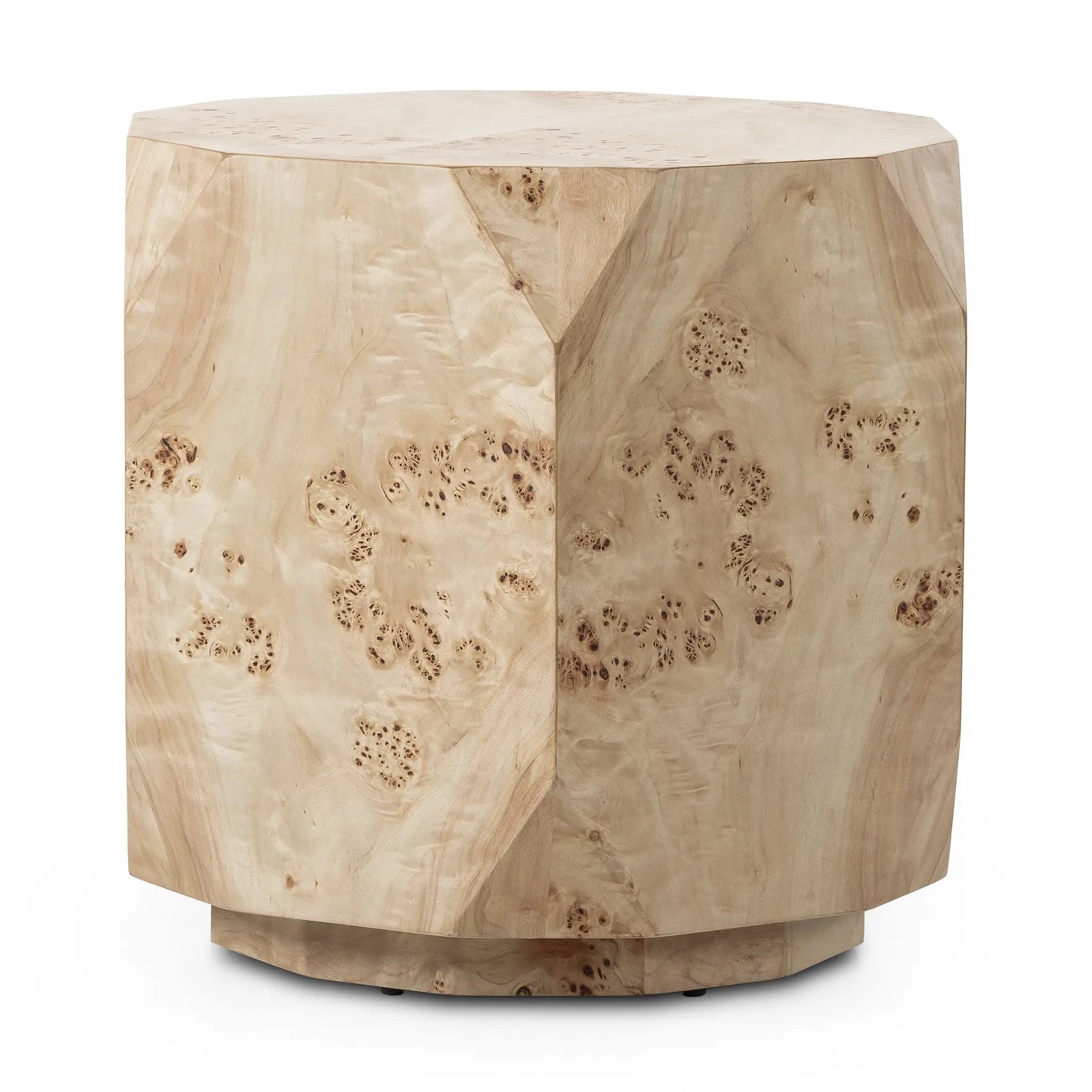 Featuring Elena Light Burl End Table by Four Hands at Amethyst Home. Light poplar burl crafts an organic-looking shape, bringing a sense of moment to this design-forward end table. An understated plinth base finishes the look while adding intriguing balance of scale.Overall Dimensions: 21.75"w x 18.75"d x 19.00"hWeight : 29.10 lbsMaterials: Poplar Burl Vene. Amethyst Home provides interior design, new home construction design consulting, vintage area rugs, and lighting in the Park City metro area.
