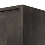 Featuring Elgin Brushed Dark Brown Cabinet by Four Hands at Amethyst Home. A clean, structured piece with plenty of presence. Made from oak and finished in a rich, dark brown, storage-driven cabinetry features plank-style doors, with linear hardware elongating the whole look.Overall Dimensions: 43.00"w x 20.00"d x 78.00"hWeight : 293.21 lbsMaterials: Oak Vene. Amethyst Home provides interior design, new home construction design consulting, vintage area rugs, and lighting in the Houston metro area.