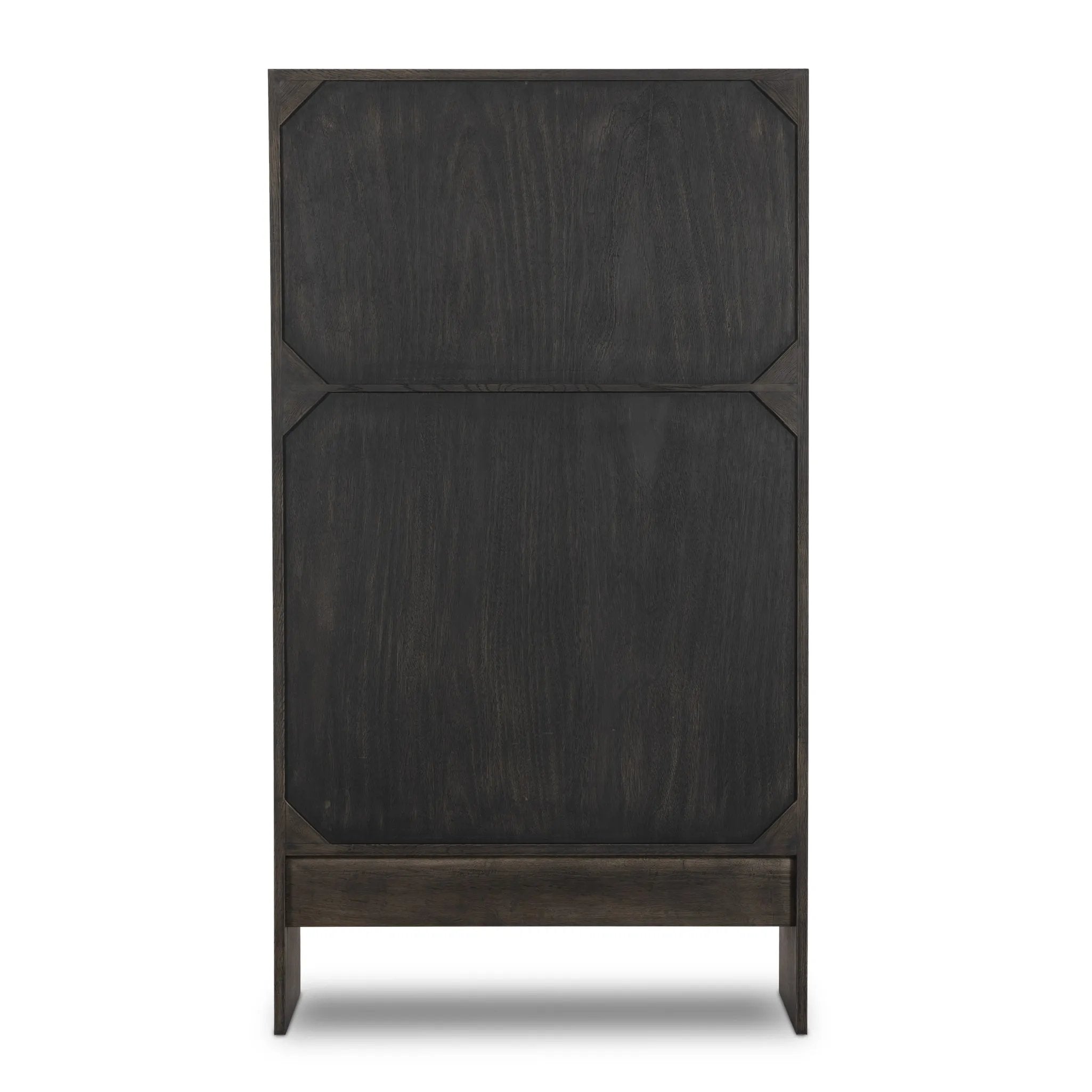 Featuring Elgin Brushed Dark Brown Cabinet by Four Hands at Amethyst Home. A clean, structured piece with plenty of presence. Made from oak and finished in a rich, dark brown, storage-driven cabinetry features plank-style doors, with linear hardware elongating the whole look.Overall Dimensions: 43.00"w x 20.00"d x 78.00"hWeight : 293.21 lbsMaterials: Oa. Amethyst Home provides interior design, new home construction design consulting, vintage area rugs, and lighting in the Newport Beach metro area.
