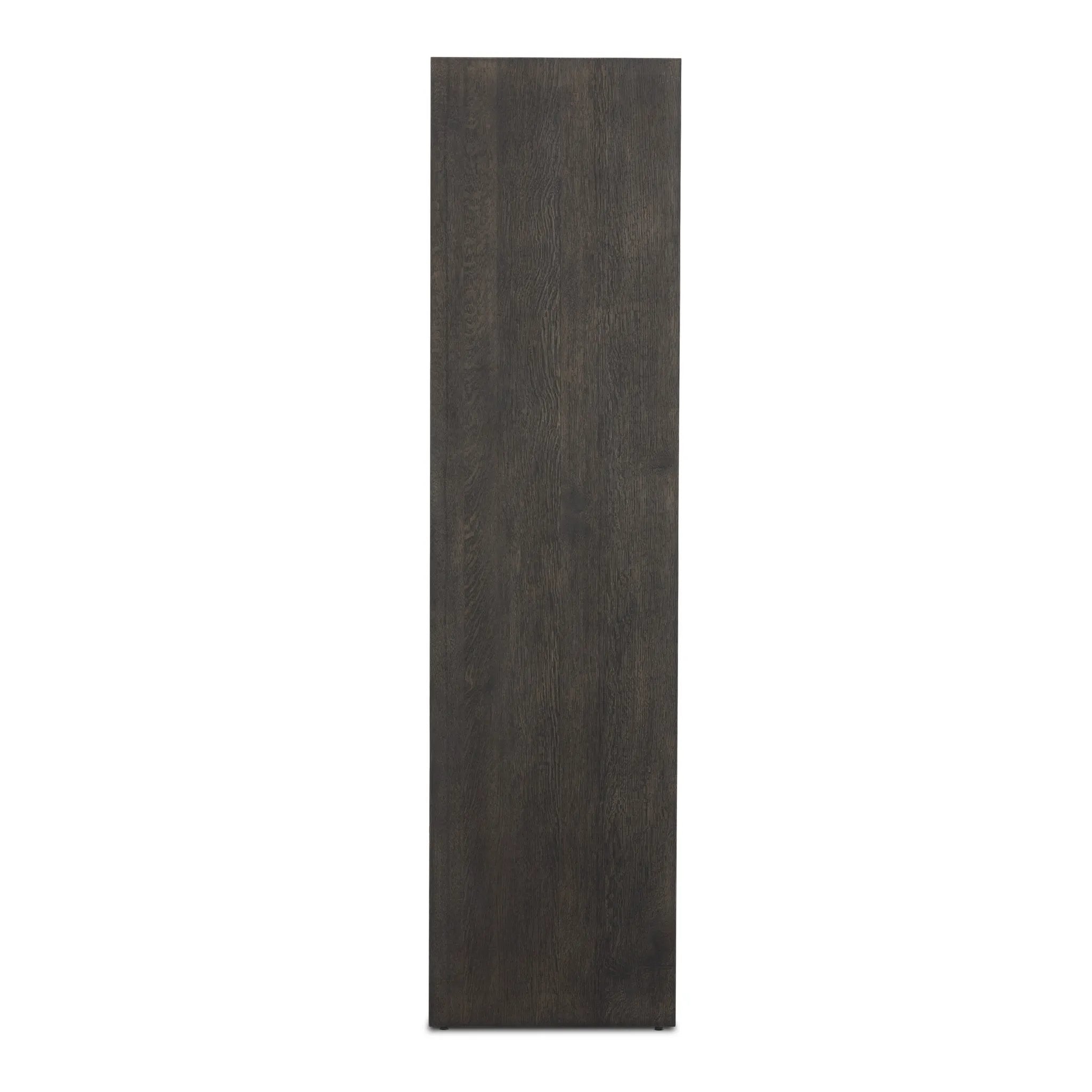 Featuring Elgin Brushed Dark Brown Cabinet by Four Hands at Amethyst Home. A clean, structured piece with plenty of presence. Made from oak and finished in a rich, dark brown, storage-driven cabinetry features plank-style doors, with linear hardware elongating the whole look.Overall Dimensions: 43.00"w x 20.00"d x 78.00"hWeight : 293.21 lbsMaterials: O. Amethyst Home provides interior design, new home construction design consulting, vintage area rugs, and lighting in the Salt Lake City metro area.