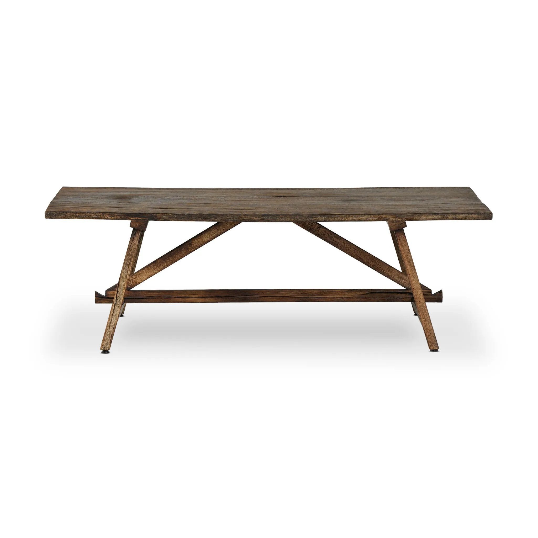 Center your living space with a Wabi Sabi-inspired coffee table. Crafted from burnt bleached oak with a trellis base and wide plank top, this artisanal piece embraces the natural cracks and graining reflective of organic materials to bring a beautiful, character-rich look to your space Amethyst Home provides interior design, new home construction design consulting, vintage area rugs, and lighting in the Boston metro area.