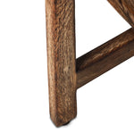 Accent your living space with a Wabi Sabi-inspired end table. Crafted from burnt bleached oak with a trellis base and wide plank top, this artisanal piece embraces the natural cracks and graining reflective of organic materials to bring a beautiful, character-rich look to your space Amethyst Home provides interior design, new home construction design consulting, vintage area rugs, and lighting in the Charlotte metro area.