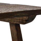 Accent your living space with a Wabi Sabi-inspired end table. Crafted from burnt bleached oak with a trellis base and wide plank top, this artisanal piece embraces the natural cracks and graining reflective of organic materials to bring a beautiful, character-rich look to your space Amethyst Home provides interior design, new home construction design consulting, vintage area rugs, and lighting in the Dallas metro area.