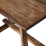 Accent your living space with a Wabi Sabi-inspired end table. Crafted from burnt bleached oak with a trellis base and wide plank top, this artisanal piece embraces the natural cracks and graining reflective of organic materials to bring a beautiful, character-rich look to your space Amethyst Home provides interior design, new home construction design consulting, vintage area rugs, and lighting in the Kansas City metro area.