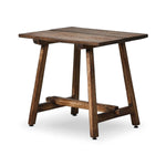 Accent your living space with a Wabi Sabi-inspired end table. Crafted from burnt bleached oak with a trellis base and wide plank top, this artisanal piece embraces the natural cracks and graining reflective of organic materials to bring a beautiful, character-rich look to your space Amethyst Home provides interior design, new home construction design consulting, vintage area rugs, and lighting in the Monterey metro area.