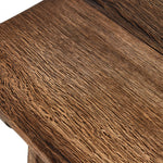 Accent your living space with a Wabi Sabi-inspired end table. Crafted from burnt bleached oak with a trellis base and wide plank top, this artisanal piece embraces the natural cracks and graining reflective of organic materials to bring a beautiful, character-rich look to your space Amethyst Home provides interior design, new home construction design consulting, vintage area rugs, and lighting in the Nashville metro area.