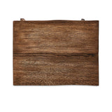 Accent your living space with a Wabi Sabi-inspired end table. Crafted from burnt bleached oak with a trellis base and wide plank top, this artisanal piece embraces the natural cracks and graining reflective of organic materials to bring a beautiful, character-rich look to your space Amethyst Home provides interior design, new home construction design consulting, vintage area rugs, and lighting in the Omaha metro area.