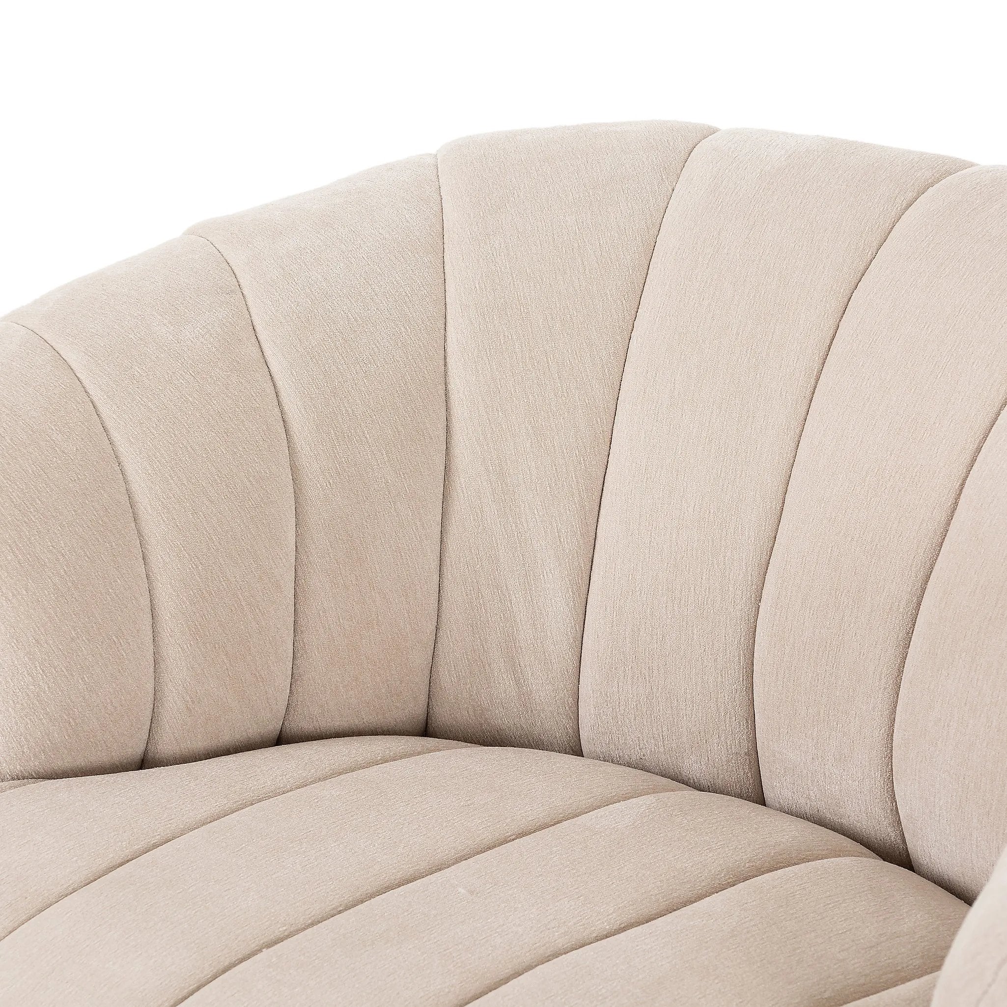 Featuring Elliana Blamont Cream Swivel Chair by Four Hands at Amethyst Home. Meet the chair that offers it all: curves, color, texture, durability, and sustainability. All atop a modern 360-degree swivel. Easy to clean and made from fully recyclable materials, FIQA fabrics are machine-washable, stain-resistant, water-repellent and antimicrobial.Overall Dime. Amethyst Home provides interior design, new home construction design consulting, vintage area rugs, and lighting in the Calabasas metro area.