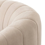 Featuring Elliana Blamont Cream Swivel Chair by Four Hands at Amethyst Home. Meet the chair that offers it all: curves, color, texture, durability, and sustainability. All atop a modern 360-degree swivel. Easy to clean and made from fully recyclable materials, FIQA fabrics are machine-washable, stain-resistant, water-repellent and antimicrobial.Overall Di. Amethyst Home provides interior design, new home construction design consulting, vintage area rugs, and lighting in the Los Angeles metro area.