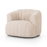 Featuring Elliana Blamont Cream Swivel Chair by Four Hands at Amethyst Home. Meet the chair that offers it all: curves, color, texture, durability, and sustainability. All atop a modern 360-degree swivel. Easy to clean and made from fully recyclable materials, FIQA fabrics are machine-washable, stain-resistant, water-repellent and antimicrobial.Overall Dime. Amethyst Home provides interior design, new home construction design consulting, vintage area rugs, and lighting in the Nashville metro area.