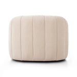 Featuring Elliana Blamont Cream Swivel Chair by Four Hands at Amethyst Home. Meet the chair that offers it all: curves, color, texture, durability, and sustainability. All atop a modern 360-degree swivel. Easy to clean and made from fully recyclable materials, FIQA fabrics are machine-washable, stain-resistant, water-repellent and antimicrobial.Overall Dim. Amethyst Home provides interior design, new home construction design consulting, vintage area rugs, and lighting in the Scottsdale metro area.