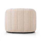 Featuring Elliana Blamont Cream Swivel Chair by Four Hands at Amethyst Home. Meet the chair that offers it all: curves, color, texture, durability, and sustainability. All atop a modern 360-degree swivel. Easy to clean and made from fully recyclable materials, FIQA fabrics are machine-washable, stain-resistant, water-repellent and antimicrobial.Overall Dim. Amethyst Home provides interior design, new home construction design consulting, vintage area rugs, and lighting in the Scottsdale metro area.