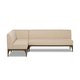 This timeless look works seamlessly into a wide range of styles and collections. With tapered wooden legs with a small curve detailing, plus an inviting U shape for that traditional banquette look. Upholstered in a beautifully neutral performance fabric, connected with alligator clips at the bottom. Amethyst Home provides interior design, new home construction design consulting, vintage area rugs, and lighting in the Portland metro area.