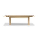 Thoughtful design details takes this long, linear dining table to the next level. Tapered shaping creates a clean, angular profile on the base, with splice leg detailing bringing a design-forward look to the whole piece. Fully crafted from bleached oak sourced from Romania. Amethyst Home provides interior design, new home construction design consulting, vintage area rugs, and lighting in the Boston metro area.