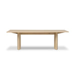 Thoughtful design details takes this long, linear dining table to the next level. Tapered shaping creates a clean, angular profile on the base, with splice leg detailing bringing a design-forward look to the whole piece. Fully crafted from bleached oak sourced from Romania. Amethyst Home provides interior design, new home construction design consulting, vintage area rugs, and lighting in the Winter Garden metro area.