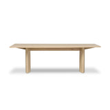 Thoughtful design details takes this long, linear dining table to the next level. Tapered shaping creates a clean, angular profile on the base, with splice leg detailing bringing a design-forward look to the whole piece. Fully crafted from bleached oak sourced from Romania. Amethyst Home provides interior design, new home construction design consulting, vintage area rugs, and lighting in the Winter Garden metro area.