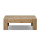 Built from thick-cut oak and veneers with an aged smoked finish, this farmhouse-inspired coffee table features chunky squared legs Amethyst Home provides interior design, new home construction design consulting, vintage area rugs, and lighting in the Houston metro area.