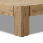 Built from thick-cut oak and veneers with an aged smoked finish, this farmhouse-inspired coffee table features chunky squared legs Amethyst Home provides interior design, new home construction design consulting, vintage area rugs, and lighting in the Park City metro area.