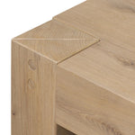 Built from thick-cut oak and veneers with an aged smoked finish, this farmhouse-inspired coffee table features chunky squared legs Amethyst Home provides interior design, new home construction design consulting, vintage area rugs, and lighting in the Washington metro area.