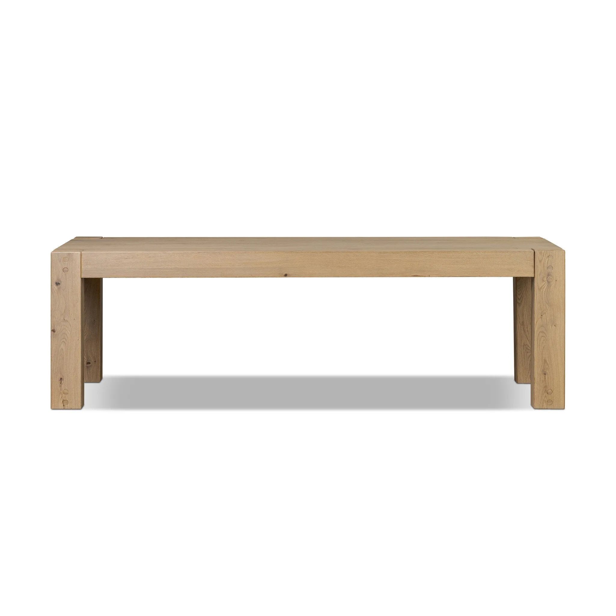 Built from thick-cut oak and veneers with an aged smoked finish, this farmhouse-inspired dining table features chunky squared legs. Seats eight comfortably Amethyst Home provides interior design, new home construction design consulting, vintage area rugs, and lighting in the Kansas City metro area.