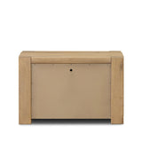 Built from thick-cut oak and veneers with an aged smoked finish, this farmhouse-inspired nightstand features softened edges, fastening details, integrated wood hardware and soft-close drawer glides for quality construction Amethyst Home provides interior design, new home construction design consulting, vintage area rugs, and lighting in the Dallas metro area.