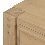 Built from thick-cut oak and veneers with an aged smoked finish, this farmhouse-inspired nightstand features softened edges, fastening details, integrated wood hardware and soft-close drawer glides for quality construction Amethyst Home provides interior design, new home construction design consulting, vintage area rugs, and lighting in the Seattle metro area.