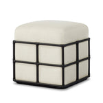 Inspired by traditional rattan forms, this outdoor stool is reimagined in a contemporary material palette that leans into the French garden aesthetic. With a grid-like take on the barrel silhouette, an ironwork frame features cross-hatch details. Cover or store inside during inclement weather and when not in use. Amethyst Home provides interior design, new home construction design consulting, vintage area rugs, and lighting in the Kansas City metro area.
