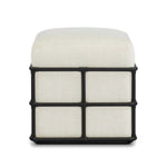 Inspired by traditional rattan forms, this outdoor stool is reimagined in a contemporary material palette that leans into the French garden aesthetic. With a grid-like take on the barrel silhouette, an ironwork frame features cross-hatch details. Cover or store inside during inclement weather and when not in use. Amethyst Home provides interior design, new home construction design consulting, vintage area rugs, and lighting in the Newport Beach metro area.