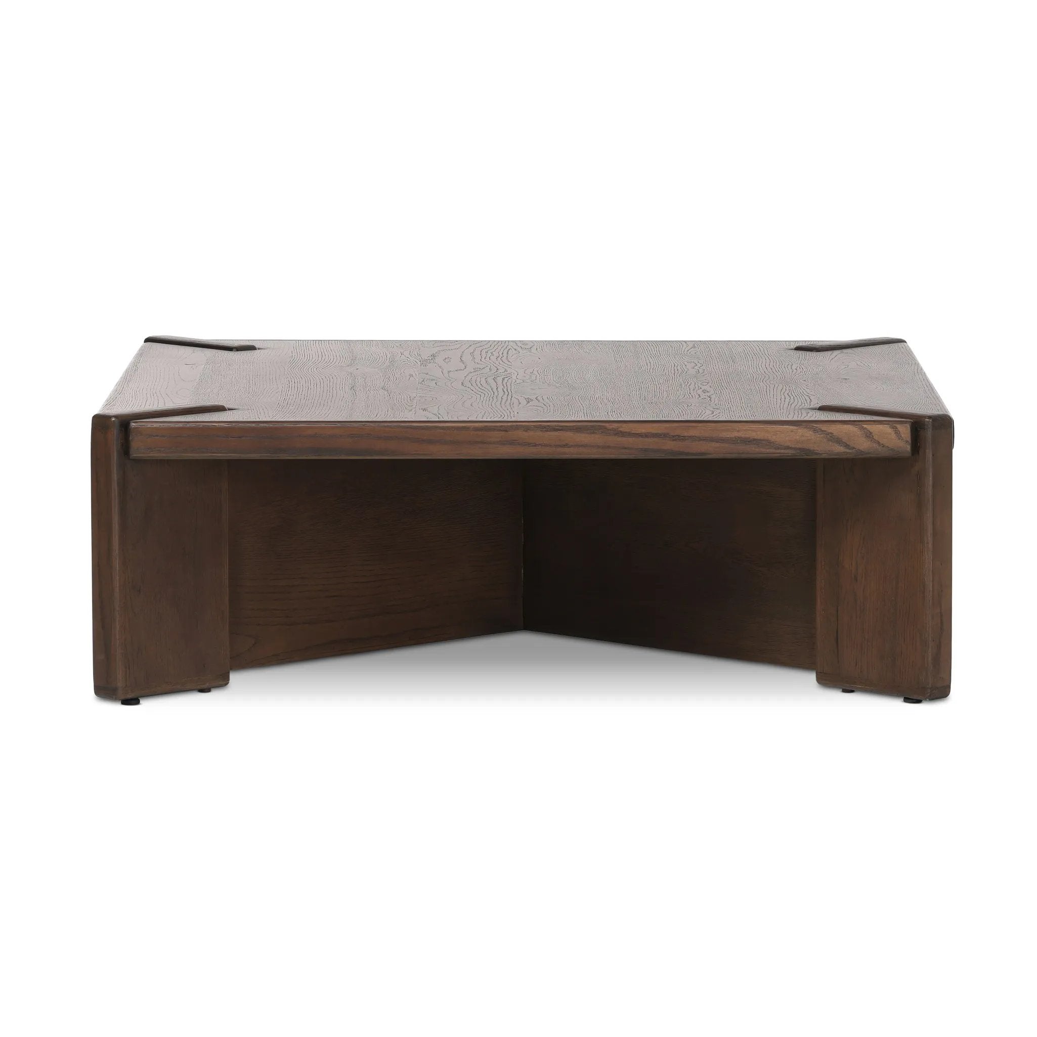 A simple shape is elevated with an X-style cradle base and pull through detailing. Made of solid oak, featuring a deep tobacco finish Amethyst Home provides interior design, new home construction design consulting, vintage area rugs, and lighting in the Park City metro area.