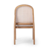 Featuring Esmee Antwerp Natural Dining Chair by Four Hands at Amethyst Home. Natural nettlewood shapes the arched, angled back of this simply shaped, armless dining chair. Natural crosshatch cane adds a light texture to complement the creamy, neutral upholstered seat. Performance fabrics are specially created to withstand spills, stains, high traffic and wea. Amethyst Home provides interior design, new home construction design consulting, vintage area rugs, and lighting in the Monterey metro area.