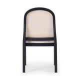 Ebony nettlewood shapes the arched, angled back of this simply shaped, armless dining chair. Natural crosshatch cane adds a light texture to complement the creamy, neutral upholstered seat. Performance fabrics are specially created to withstand spills, stains, high traffic and wear, ensuring long-term comfort and unmatched durability Amethyst Home provides interior design, new home construction design consulting, vintage area rugs, and lighting in the Salt Lake City metro area.