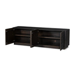A carved geometric pattern adds a layer of visual depth to this vintage brown-finished mango media console. Rounded edges and a recessed top surface complete the look. Rear cutouts for cord management.As lovers of natural design at Amethyst, we love the optimistic inspired Essie Media Console - Vintage Brown. Amethyst Home provides interior design, new home construction design consulting, vintage area rugs, and lighting in the San Diego metro area.