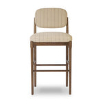 Featuring Esther Lavon Flint Bar + Counter Stool by Four Hands at Amethyst Home. Modern materials place an updated twist on the traditional bar stool. Linen/cotton blend cushioning features a faint pinstripe for a unique-while-versatile look. Simply framed by brown oak and perfect in pairs or multiples. Overall Dimensions: Counter:
21.25"w x 24.25"d x 40.0. Amethyst Home provides interior design, new home construction design consulting, vintage area rugs, and lighting in the Des Moines metro area.